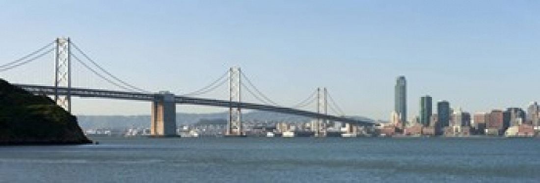 Suspension bridge across a bay Bay Bridge San Francisco Bay San Francisco California USA 2010 Canvas Art - Panoramic Images (18 x 6)