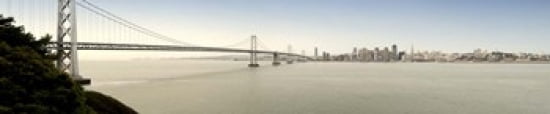 Suspension bridge across a bay Bay Bridge San Francisco Bay San Francisco California USA 2010 Canvas Art - Panoramic Images (38 x 8)