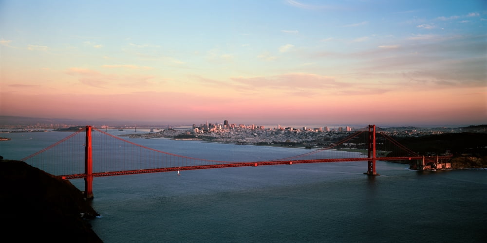 Suspension bridge across a bay Golden Gate Bridge San Francisco Bay San Francisco California USA Canvas Art - Panoramic Images (12 x 24)