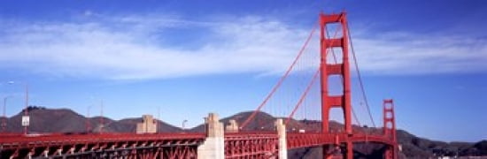Suspension bridge across a bay Golden Gate Bridge San Francisco Bay San Francisco California USA Canvas Art - Panoramic Images (36 x 12)