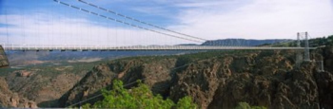 Suspension bridge across a canyon Royal Gorge Suspension Bridge Colorado USA Canvas Art - Panoramic Images (36 x 12)