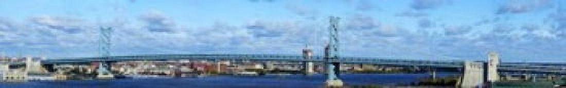 Suspension bridge across a river Ben Franklin Bridge Delaware River Philadelphia Pennsylvania USA Canvas Art - Panoramic Images (22 x 4)