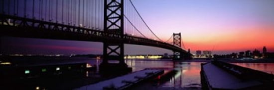 Suspension bridge across a river Ben Franklin Bridge Philadelphia Pennsylvania USA Canvas Art - Panoramic Images (36 x 12)