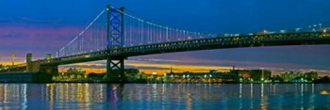 Suspension bridge across a river Ben Franklin Bridge River Delaware Philadelphia Pennsylvania USA Canvas Art - Panoramic Images (18 x 6)