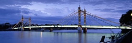 Suspension bridge across a river Thames River Albert Bridge London England Canvas Art - Panoramic Images (36 x 12)