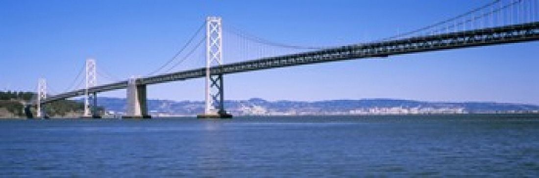 Suspension bridge across the bay Bay Bridge San Francisco Bay San Francisco California USA Canvas Art - Panoramic Images (36 x 12)