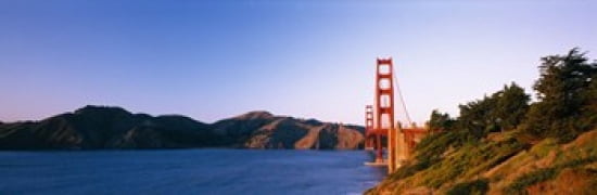 Suspension bridge across the sea Golden Gate Bridge San Francisco California USA Canvas Art - Panoramic Images (36 x 12)