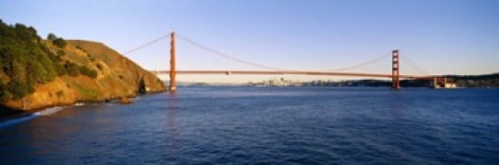Suspension bridge across the sea Golden Gate Bridge San Francisco California USA Canvas Art - Panoramic Images (36 x 12)