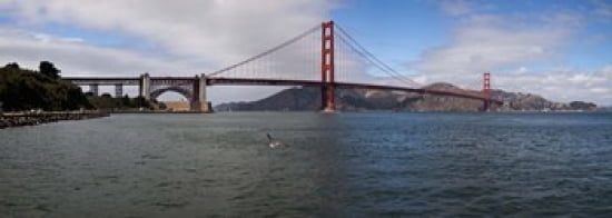 Suspension bridge across the sea Golden Gate Bridge San Francisco California USA Canvas Art - Panoramic Images (36 x 13)