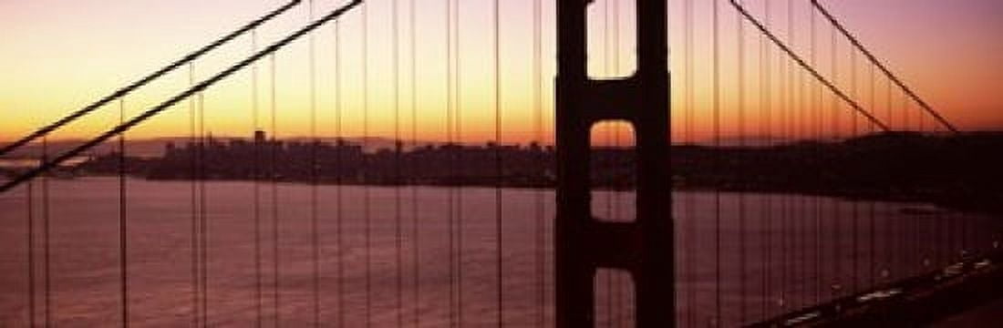 Suspension bridge at sunrise Golden Gate Bridge San Francisco Bay San Francisco California USA Canvas Art - Panoramic Images (18 x 6)