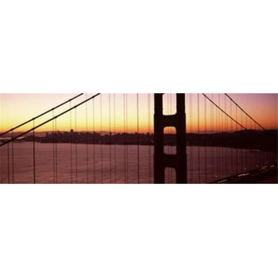 Suspension bridge at sunrise Golden Gate Bridge San Francisco Bay San Francisco California USA Poster Print by - 36 x 12