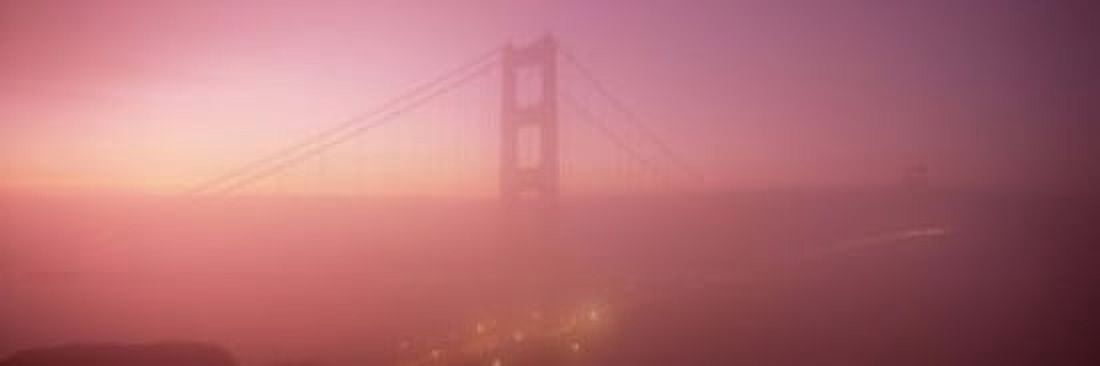 Suspension bridge covered with fog viewed from Hawk Hill Golden Gate Bridge San Francisco Bay San Francisco California USA Canvas Art - Panoramic Images (18 x 6)