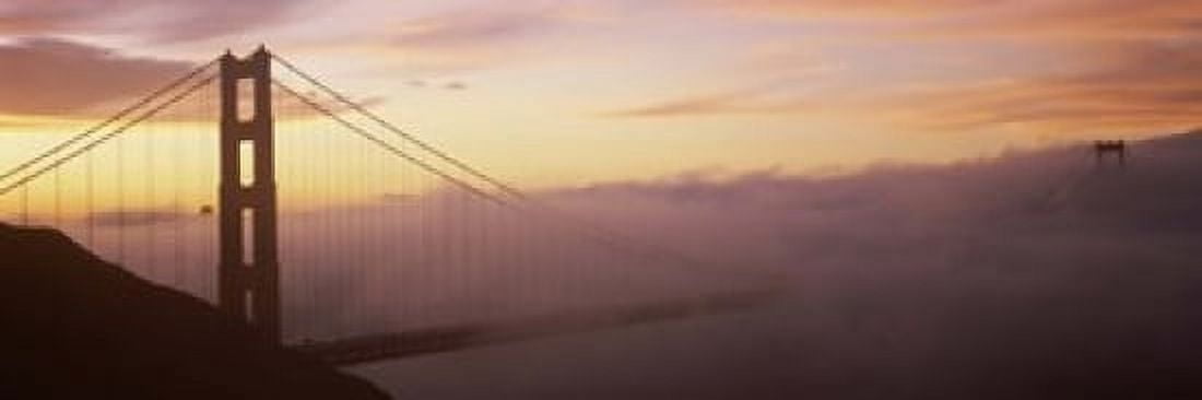 Suspension bridge covered with fog viewed from Hawk Hill Golden Gate Bridge San Francisco Bay San Francisco California USA Canvas Art - Panoramic Images (18 x 6)