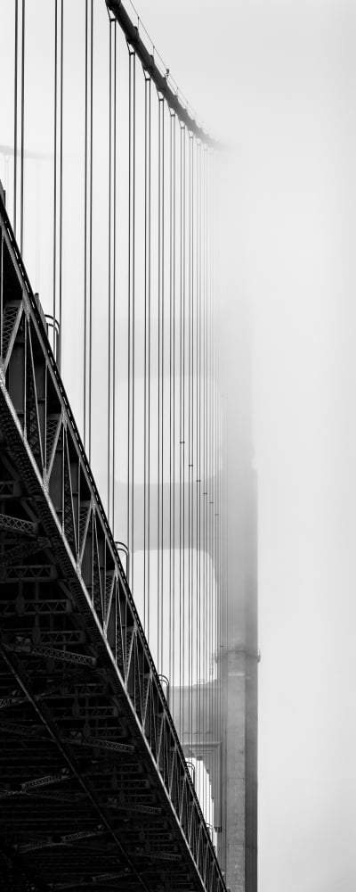 Suspension bridge covered with fog Golden Gate Bridge San Francisco Bay San Francisco California USA Canvas Art - Panoramic Images (12 x 30)
