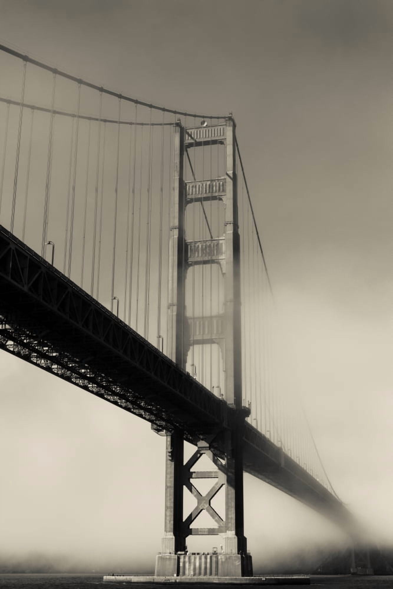 Suspension bridge covered with fog Golden Gate Bridge San Francisco Bay San Francisco California USA Canvas Art - Panoramic Images (24 x 36)