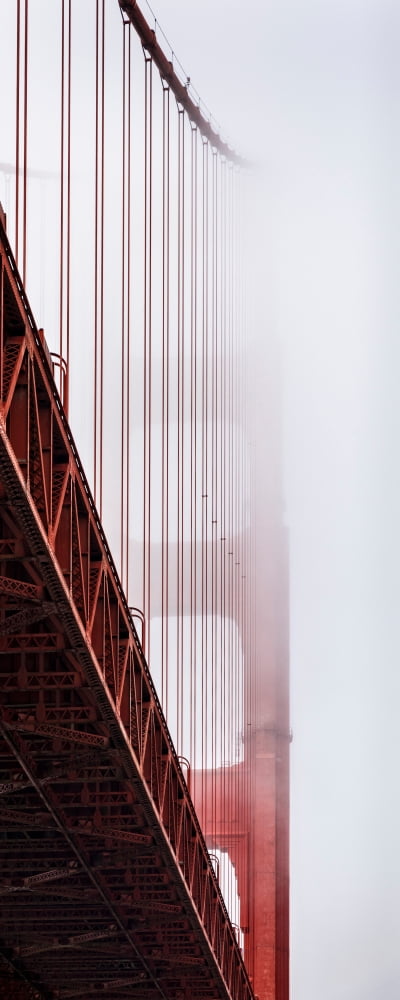 Suspension bridge covered with fog Golden Gate Bridge San Francisco Bay San Francisco California USA Canvas Art - Panoramic Images (6 x 15)