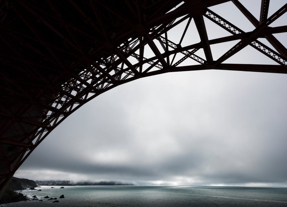 Suspension bridge over Pacific ocean Golden Gate Bridge San Francisco Bay San Francisco California USA Canvas Art - Panoramic Images (18 x 24)