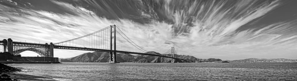 Suspension bridge over Pacific ocean Golden Gate Bridge San Francisco Bay San Francisco California USA Canvas Art - Panoramic Images (6 x 21)