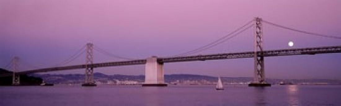 Suspension bridge over a bay Bay Bridge San Francisco California USA Canvas Art - Panoramic Images (18 x 6)