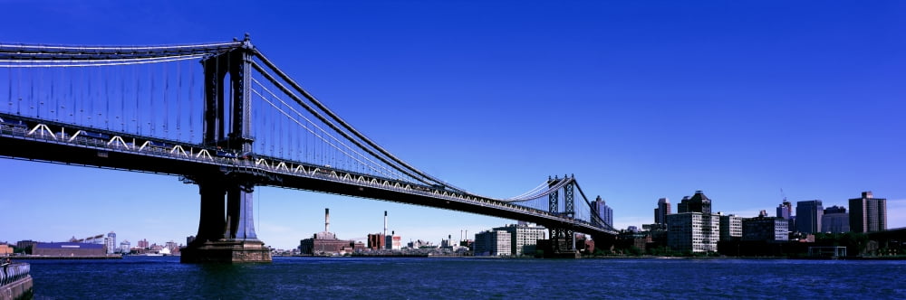 Suspension bridge over a river Manhattan Bridge New York City New York State USA Canvas Art - Panoramic Images (12 x 36)