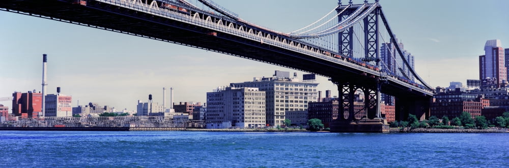 Suspension bridge over a river Manhattan Bridge New York City New York State USA Canvas Art - Panoramic Images (6 x 18)