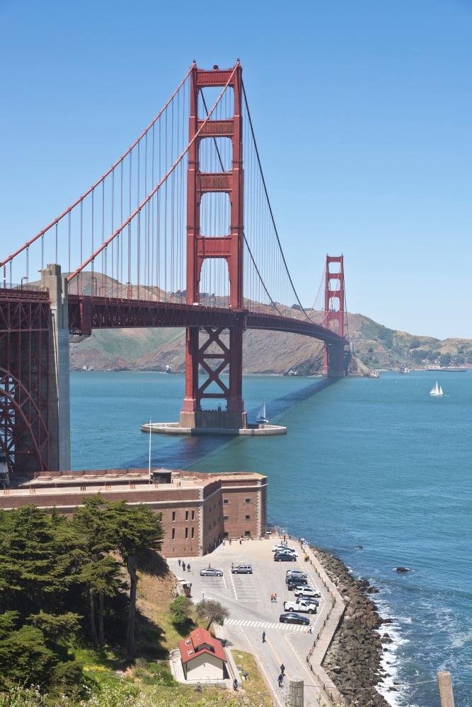 Suspension bridge over the Pacific Ocean Golden Gate Bridge San Francisco San Francisco County California USA Canvas Art - Panoramic Images (24 x 36)