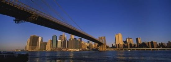 Suspension bridge with skyscrapers in the background Brooklyn Bridge East River Manhattan New York City New York State USA Canvas Art - Panoramic Images (36 x 13)