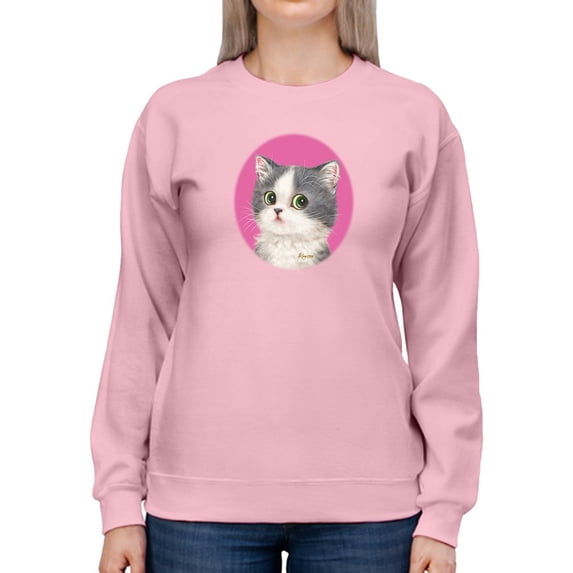 Suspicious Cat Sweatshirt Women -Kayomi Harai Designs, Female Large