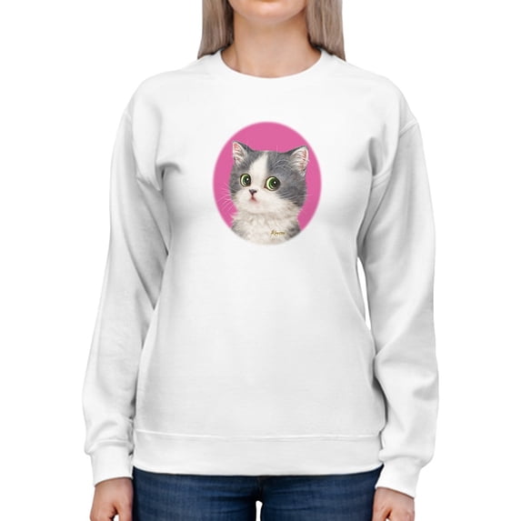 Suspicious Cat Sweatshirt Women -Kayomi Harai Designs, Female Small