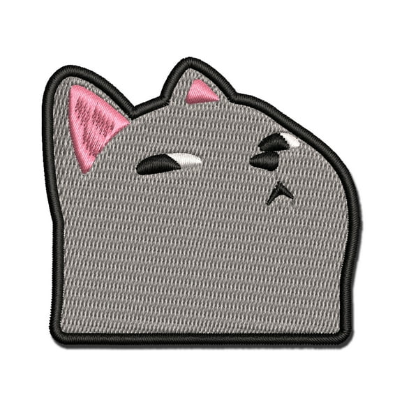 Suspicious Gray Cat Bombastic Side Eye Applique Multi-Color Embroidered Iron-On Patch - 3 Inch Medium