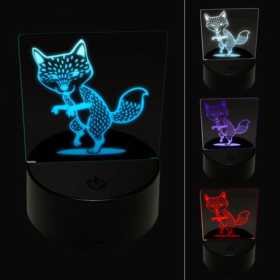 Suspicious and Sneaky Fox LED Night Light Sign 3D Illusion Desk Nightstand Lamp