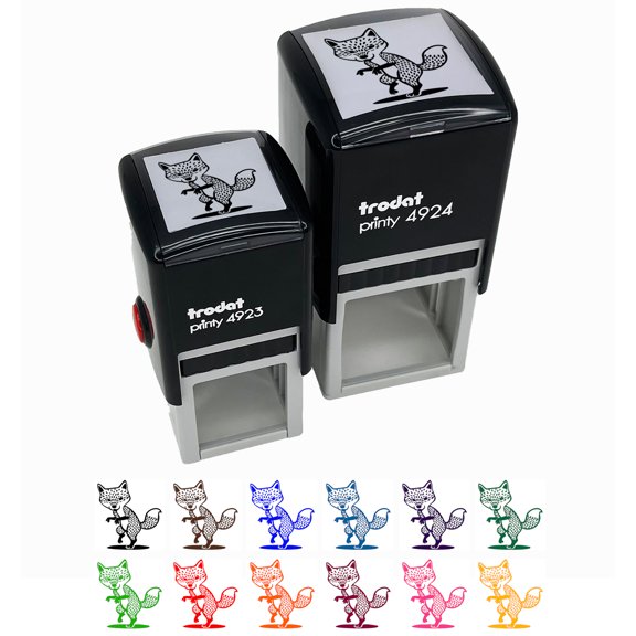 Suspicious and Sneaky Fox Self-Inking Rubber Stamp Ink Stamper - Red Ink - Small 1 Inch
