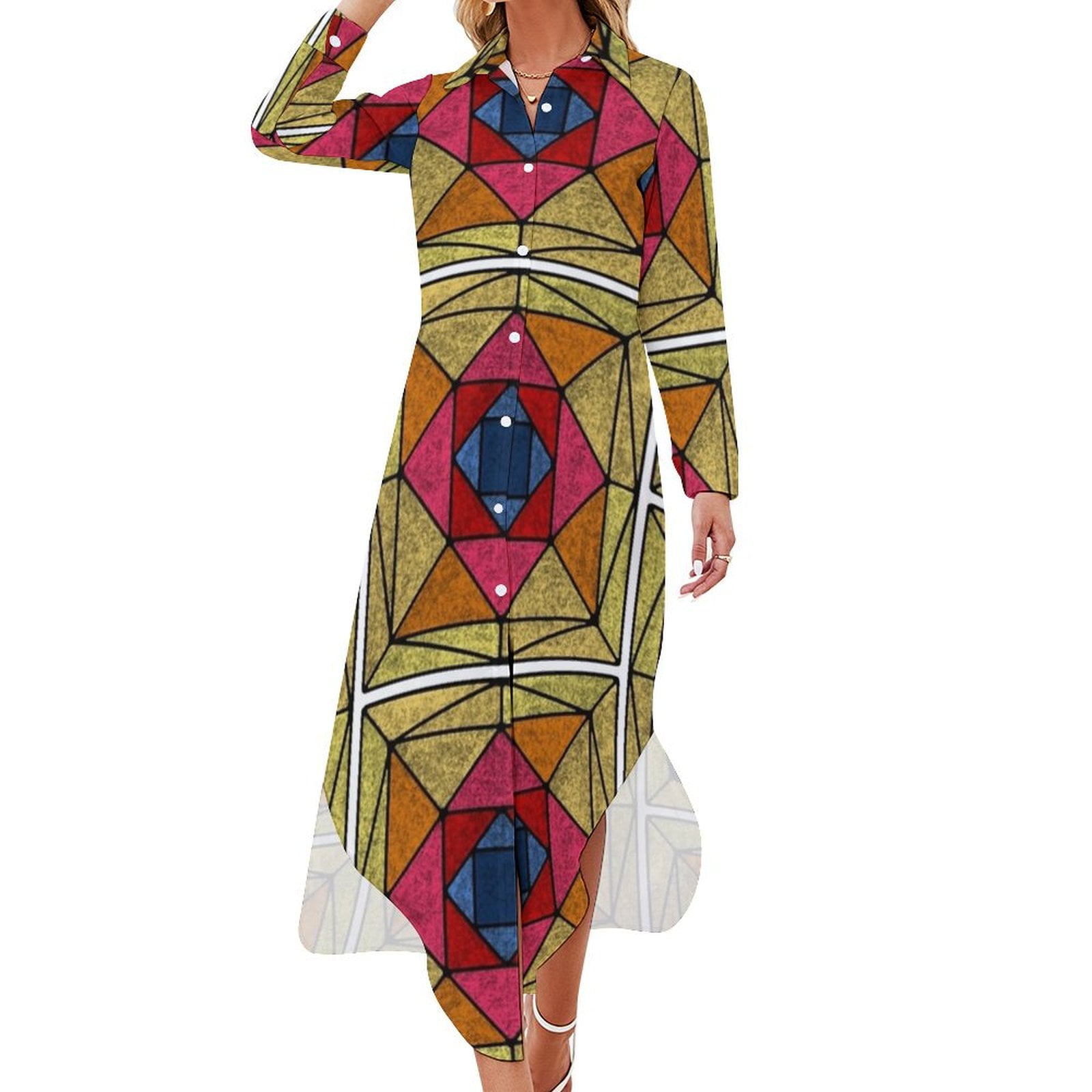 Suspiria Stained Glass Ceiling Long Sleeved Shirt Dress dresses for