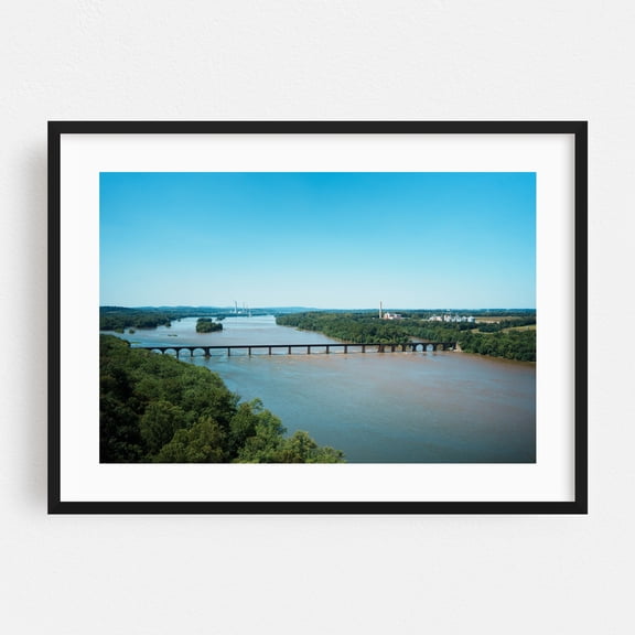 Susquehanna River from Schull's Rock 01 - Schulls Rock Pennsylvania Photography Bridge Landscape Scenic Water Nature Rural Black Framed Wall Art Print 5 x 7 inches