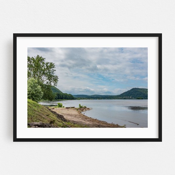 The Susquehanna River Shoreline on a Summer Day - Millersburg Pennsylvania Photography Lake Nature Landscape Scenic Water Summer Rural Black Framed Wall Art Print 5 x 7 inches