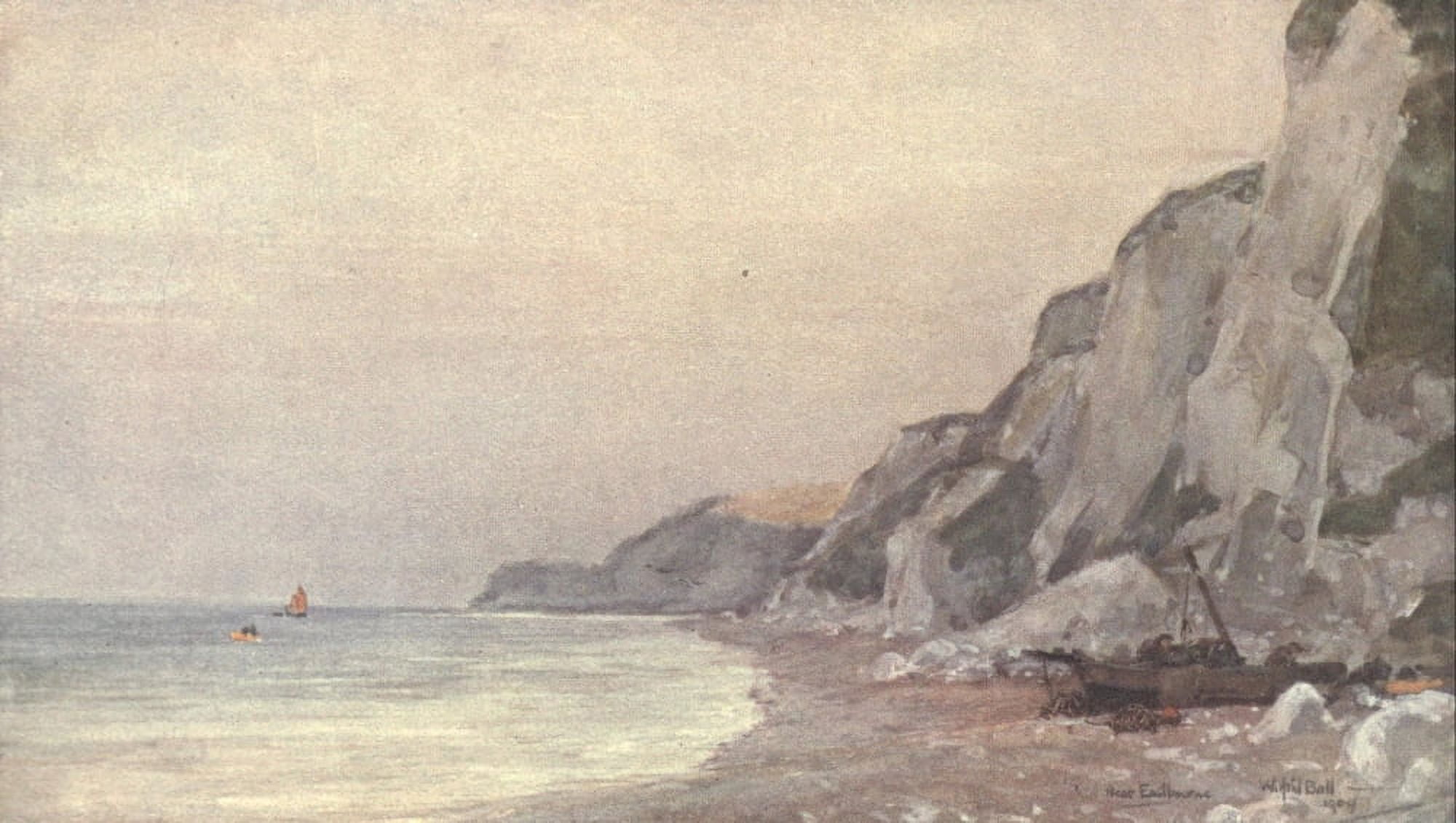 Sussex 1906 Cliffs near Eastbourne Canvas Art - Wilfrid Ball (18 x 24)