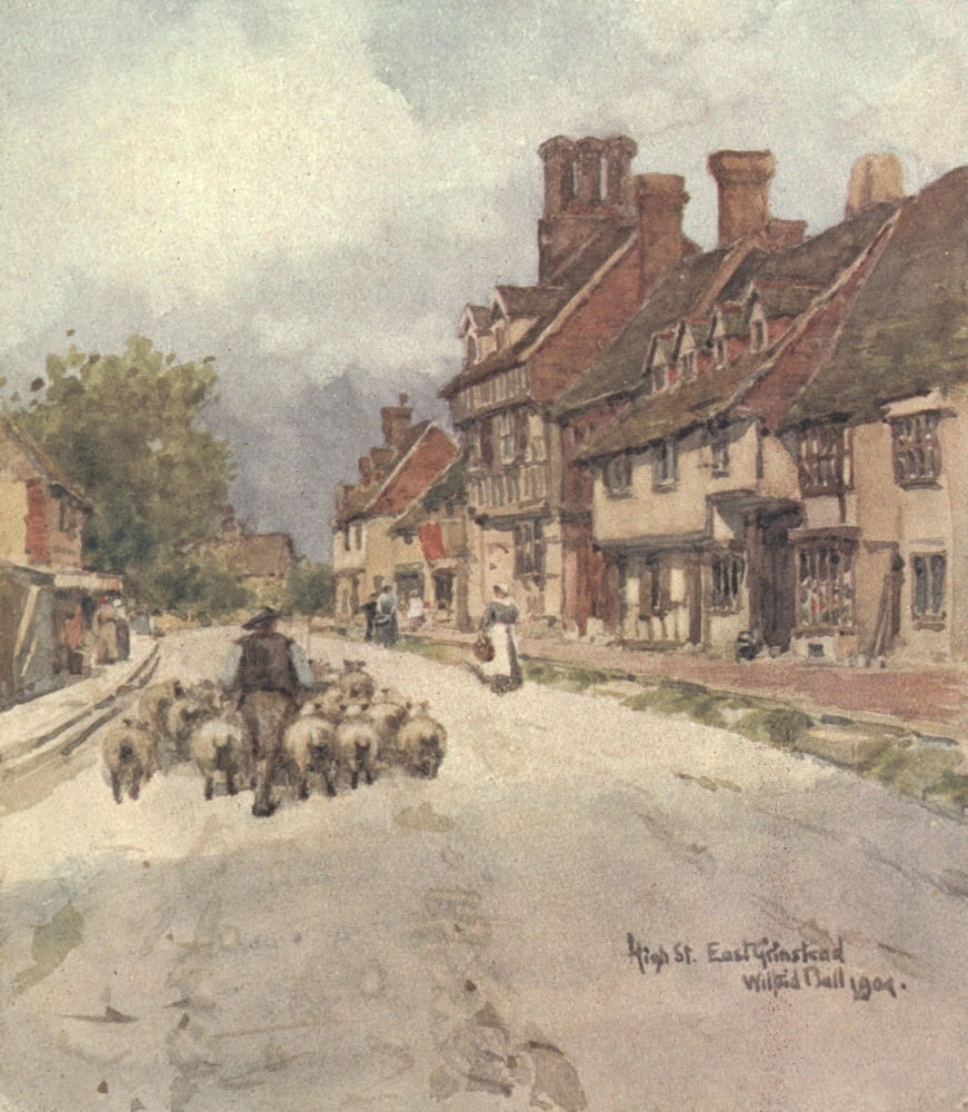 Sussex 1906 High Street East Grinstead Canvas Art - Wilfrid Ball (18 x 24)