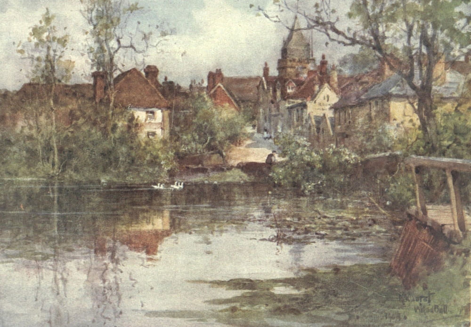 Sussex 1906 Mill Pool Midhurst Canvas Art - Wilfrid Ball (18 x 24)