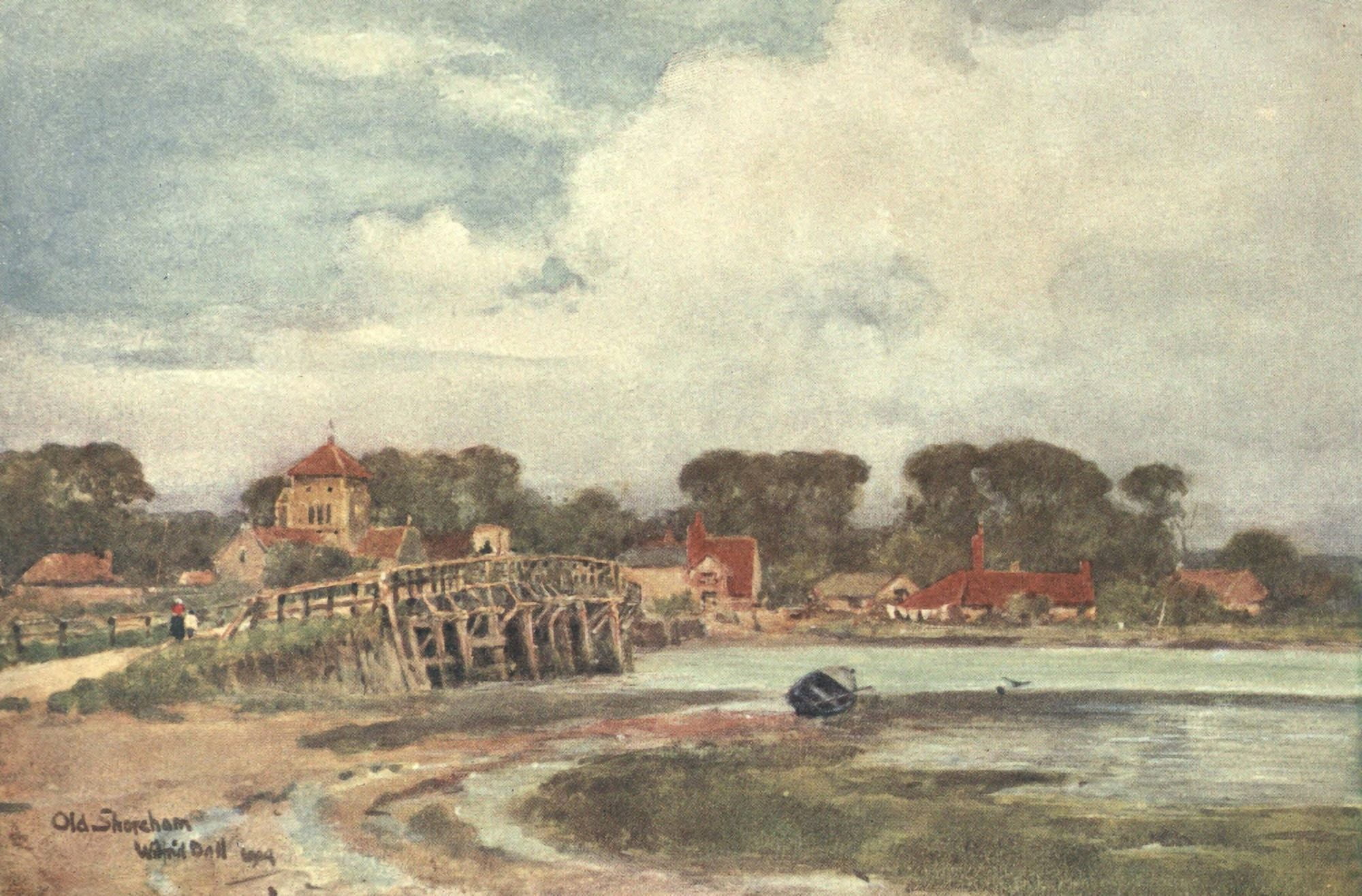 Sussex 1906 Old Shoreham Bridge Canvas Art - Wilfrid Ball (18 x 24)