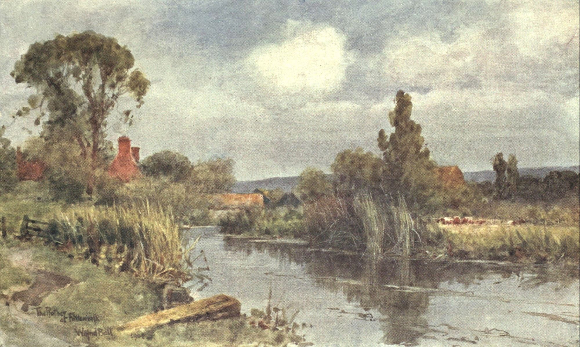 Sussex 1906 Rother at Fittleworth Canvas Art - Wilfrid Ball (18 x 24)