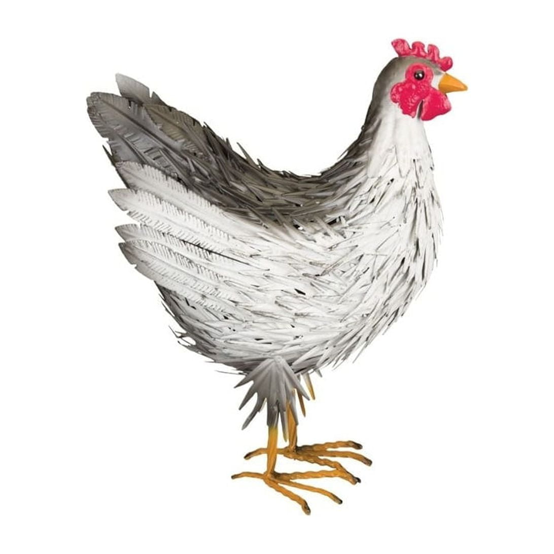 Hand-Painted Metal Sussex Hen Sculpture, 16 Inches