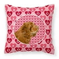 thumbnail image 1 of Sussex Spaniel Hearts Love Valentines Day Fabric Decorative Pillow, 1 of 1