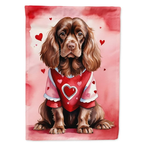 Sussex Spaniel My Valentine Garden Flag 11.25 in x 15.5 in