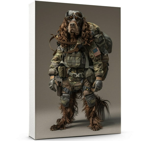 Sussex Spaniel Wall Art Soilder Dog Posters - Sussex Spaniel Dog Canvas Wall Art For Bedroom Decor - Wall Art Decor - Coffee Bar Accessories