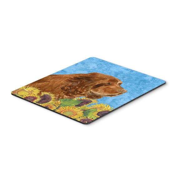 "Sussex Spaniel in Summer Flowers Mouse Pad Hot Pad or Trivet"