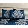 thumbnail image 1 of Sussex deep blue comforter mini set with light blue damask medallion embroidery Twin, 1 of 1