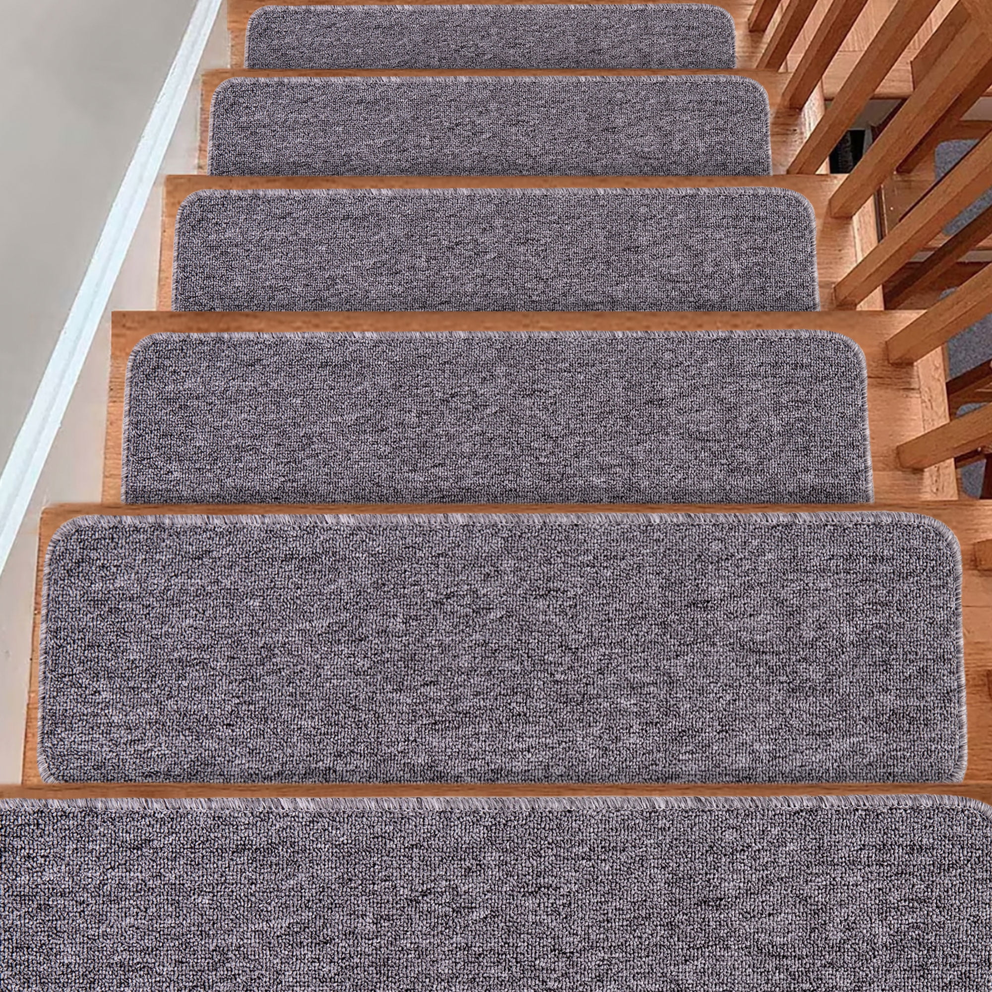 SussexHome Carpet Stair Treads for Wooden Steps - Indoor Staircase Step Treads with Thick Carpet - Self Adhesive Safety Treads to Prevent Slipping - Pet & Kid-Friendly - 15-Pack