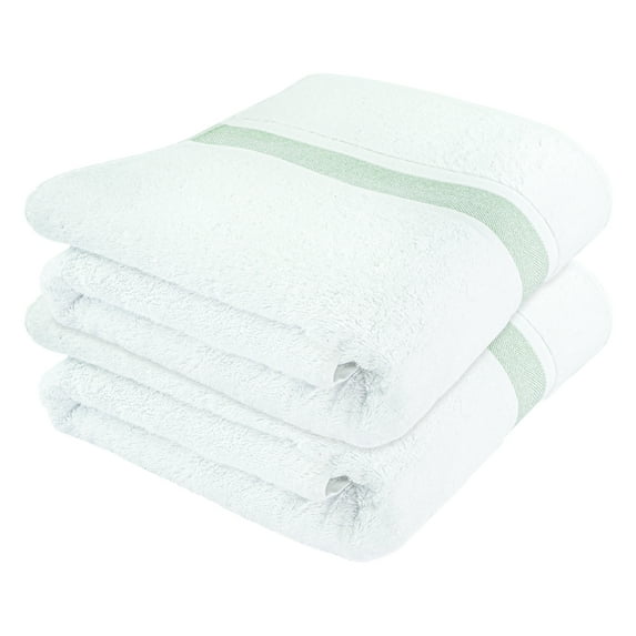 SussexHome Hotel-Quality 2 x Large Bath Towels - Ultra-Absorbent 100% Natural Cotton Bath Sheet Towels for Bathroom - 35 x 67 Inches Bordered Design Plush Thick Luxury Bath Towels