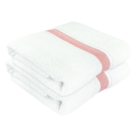SussexHome Hotel-Quality 2 x Large Bath Towels - Ultra-Absorbent 100% Natural Cotton Bath Sheet Towels for Bathroom - 35 x 67 Inches Bordered Design Plush Thick Luxury Bath Towels