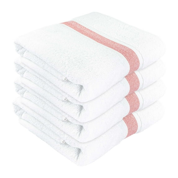 SussexHome Hotel-Quality 4 x Large Bath Towels - Ultra-Absorbent 100% Natural Cotton Bath Sheet Towels for Bathroom - 35 x 67 Inches Bordered Design Plush Thick Luxury Bath Towels